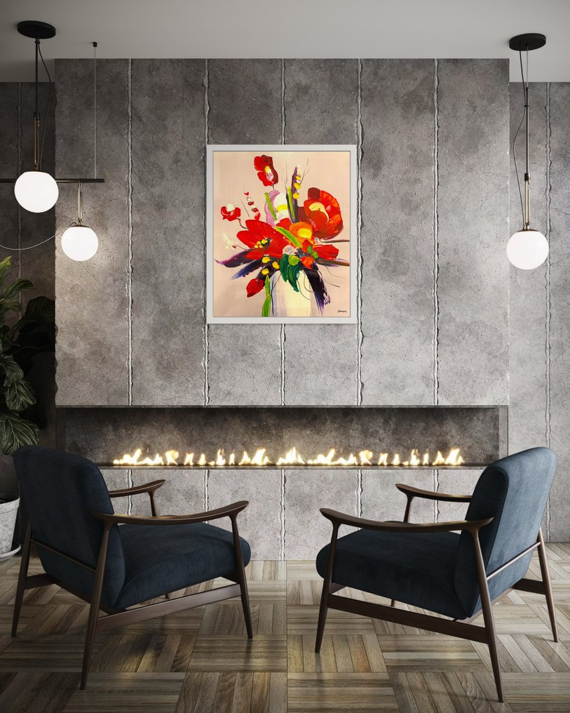 Sam Burnet (1969) - Flowers Huile sur Toile #4.3