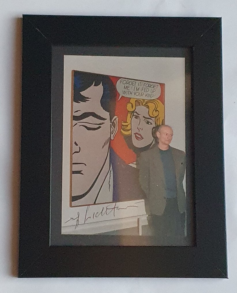 Signed; Roy Lichtenstein - artcard (signed from Roy Lichtenstein & framed) & book "Roy Lichtenstein - Le parti commoniste" - 1995 #3.2