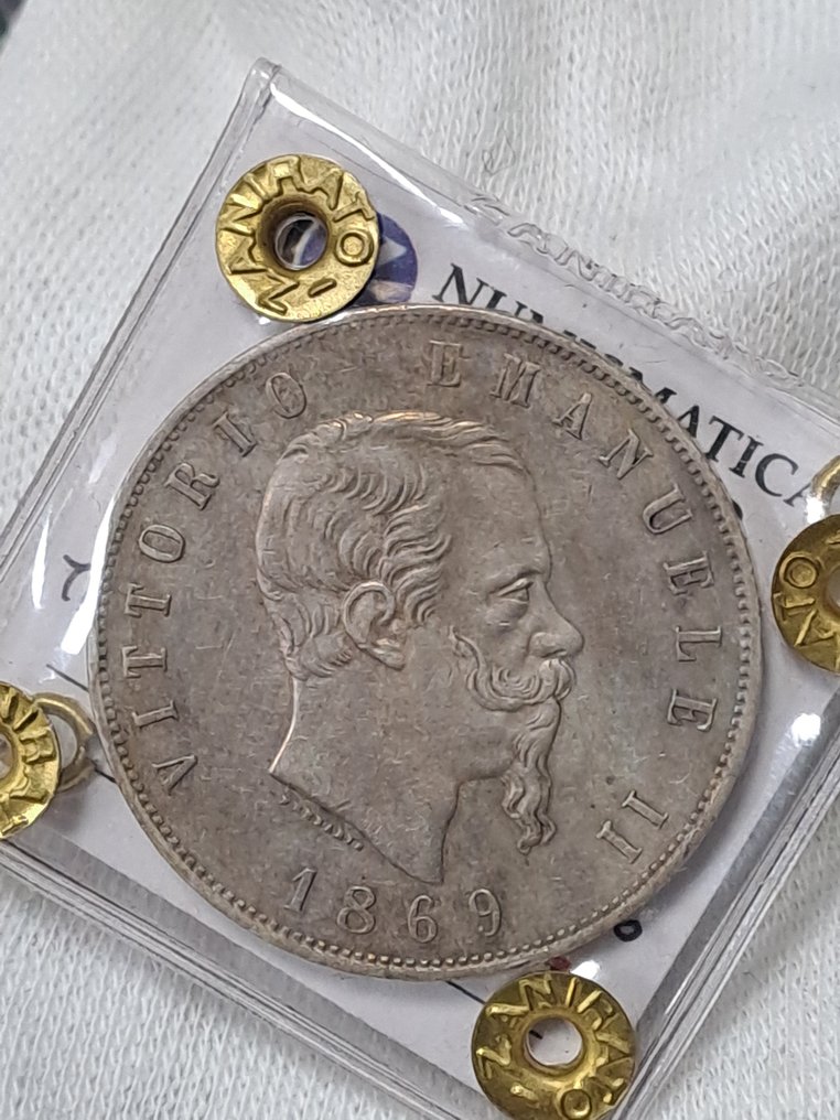 義大利. Vittorio Emanuele II. 5 Lire 1869  (沒有保留價) #1.0