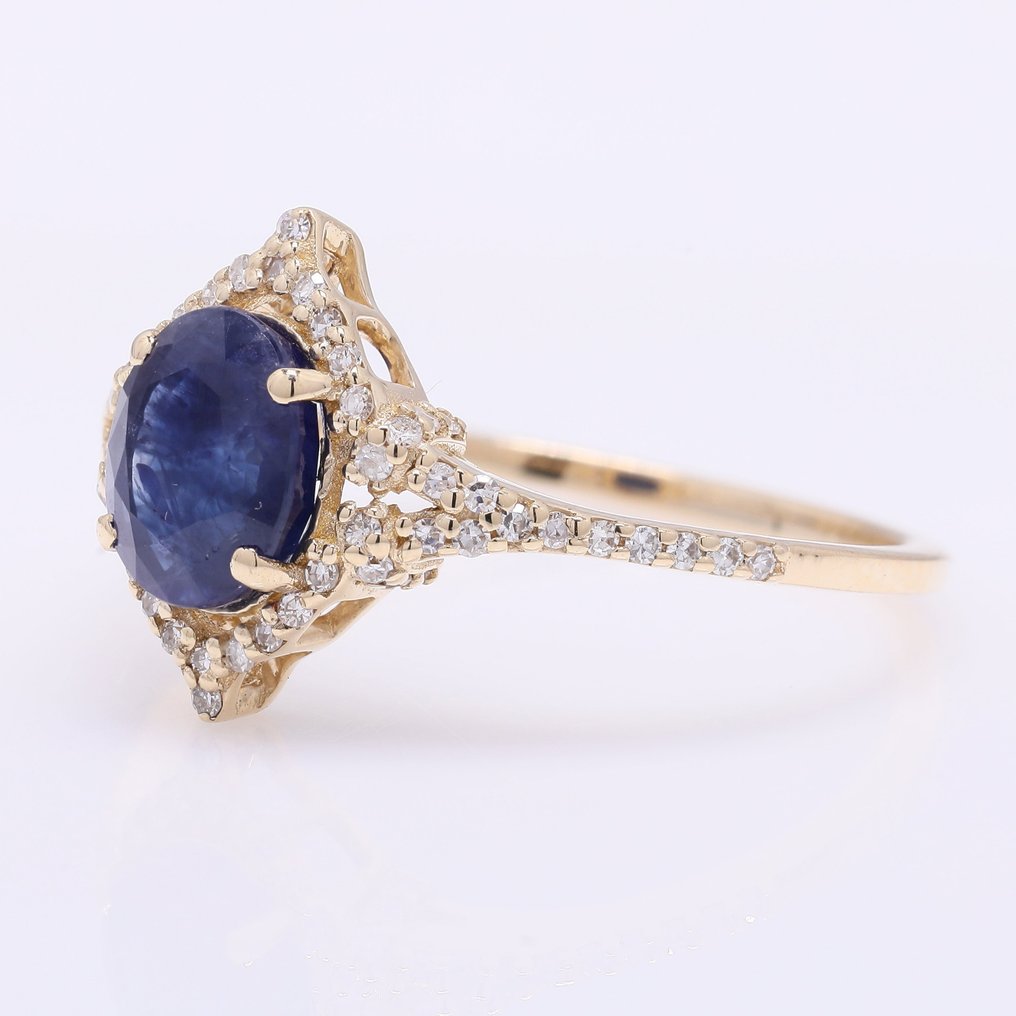 No reserve price - Ring - 14 kt. Yellow gold -  1.76ct. tw. Sapphire - Diamond #2.1