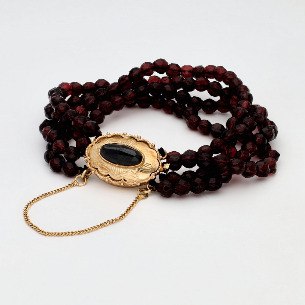 Armbånd - 14 karat Gulguld - Granat #1.0
