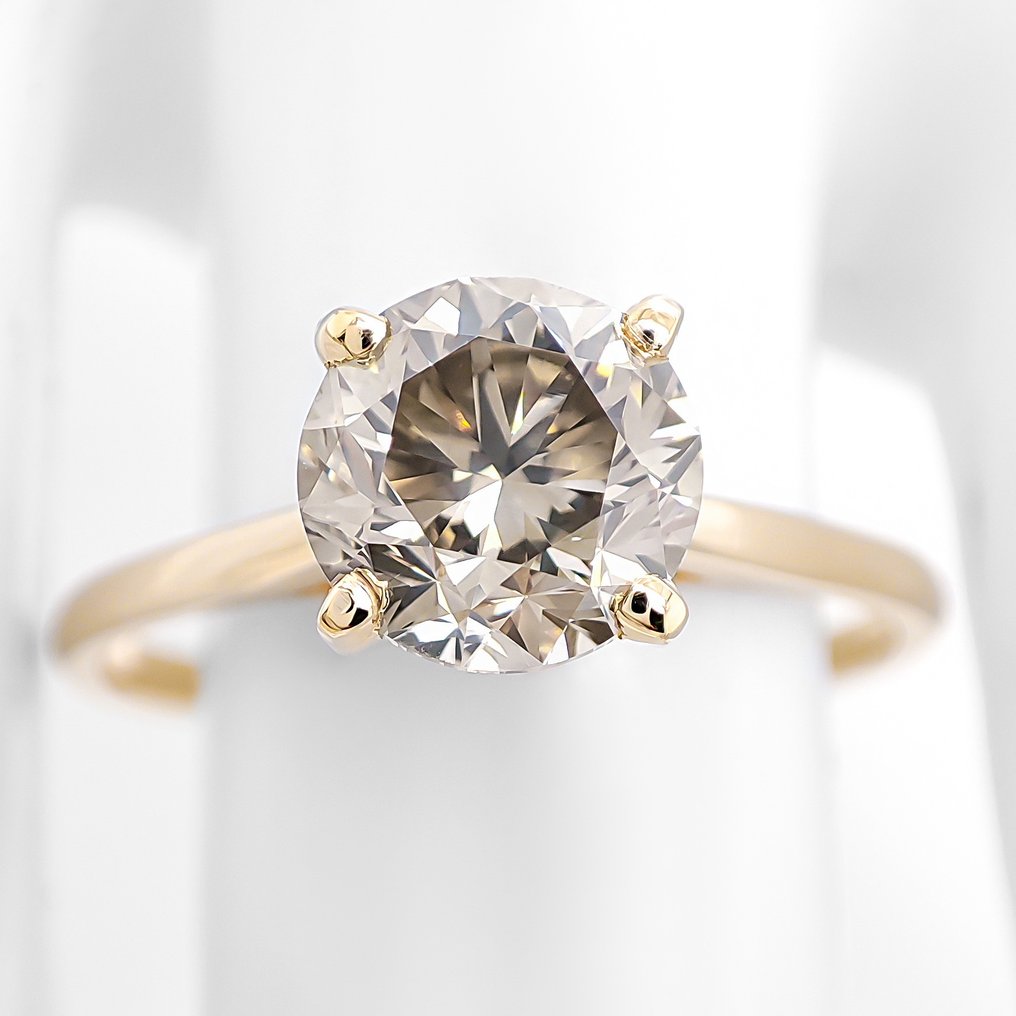 χωρίς τιμή ασφαλείας - Δαχτυλίδι - 14 καράτια Κίτρινο χρυσό -  1.51ct. tw. Διαμάντι (Φυσικού χρώματος) - Πιστοποιητικό IGI #1.0