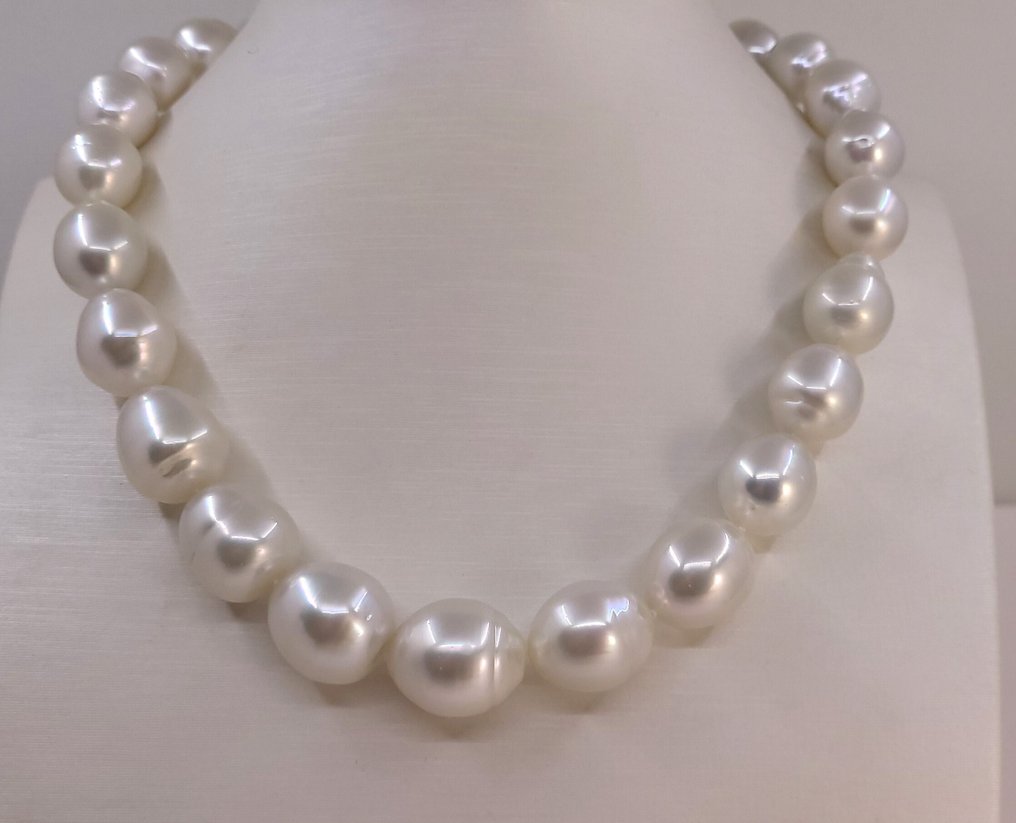 项链 - 14K包金 白金, PSL认证澳大利亚南海珍珠 - 巨大尺寸 - 12.0x15.3毫米 #1.0