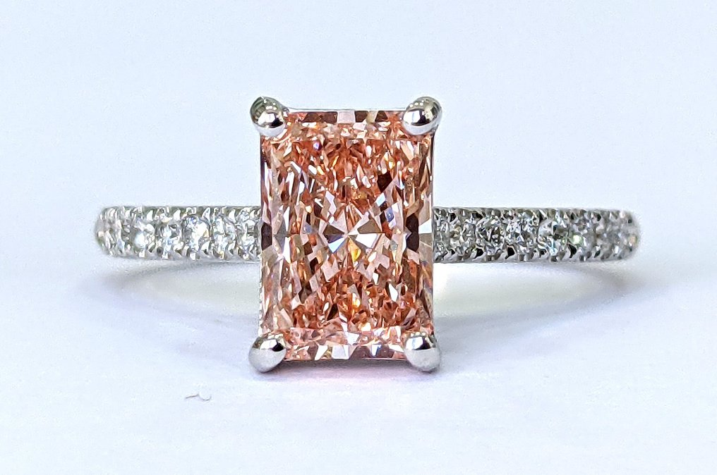 χωρίς τιμή ασφαλείας - Δαχτυλίδι - 18 καράτια Λευκός χρυσός -  1.73ct. tw. Διαμάντι (Διαμάντια εργαστηριακής καλλιέργειας με φανταχτερά χρώματα) - Διαμάντι - Πολυτεχνική ζωντανή ροζ #1.0