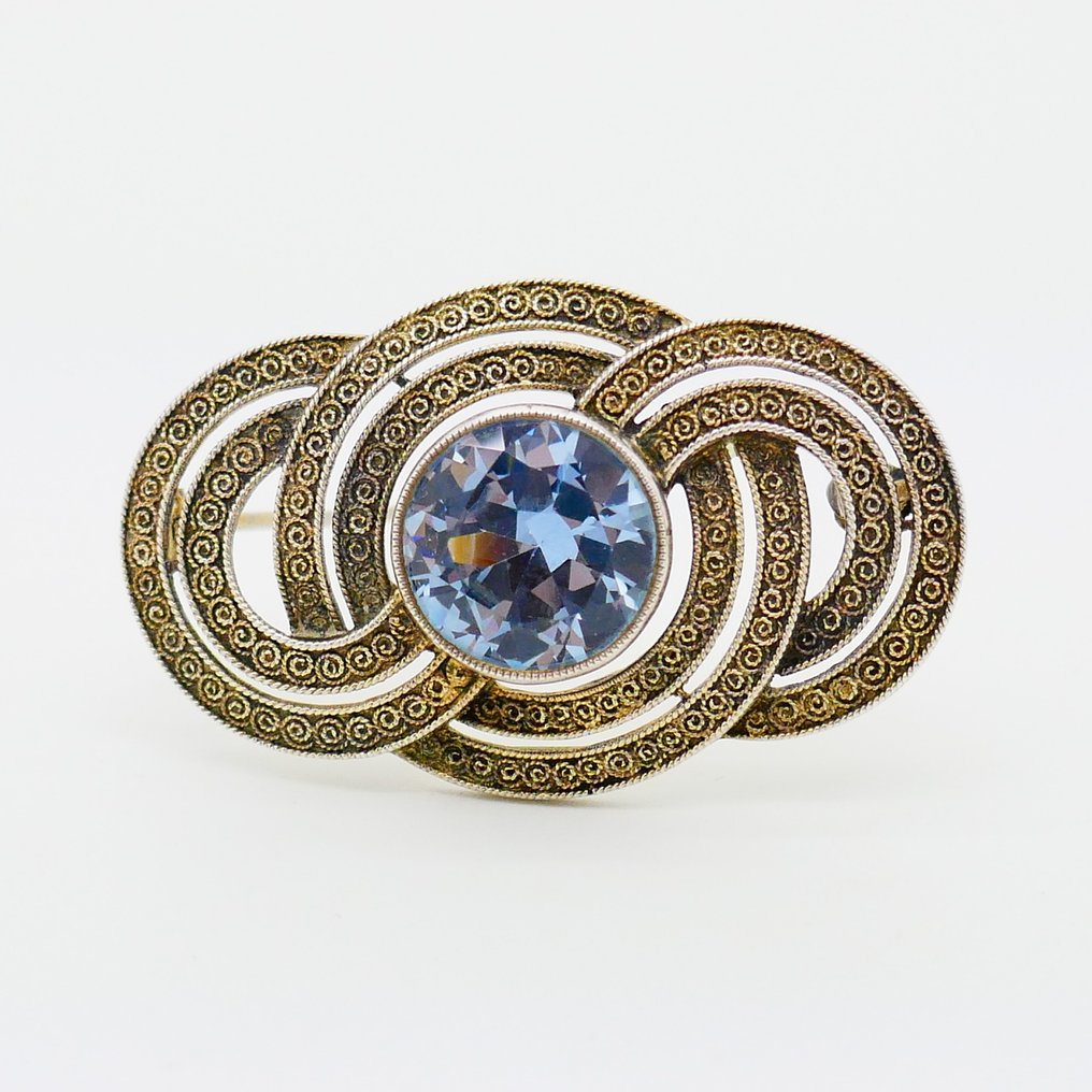 Theodor Fahrner - 尖晶石 - 銀, 鍍金 - 胸針 #1.0