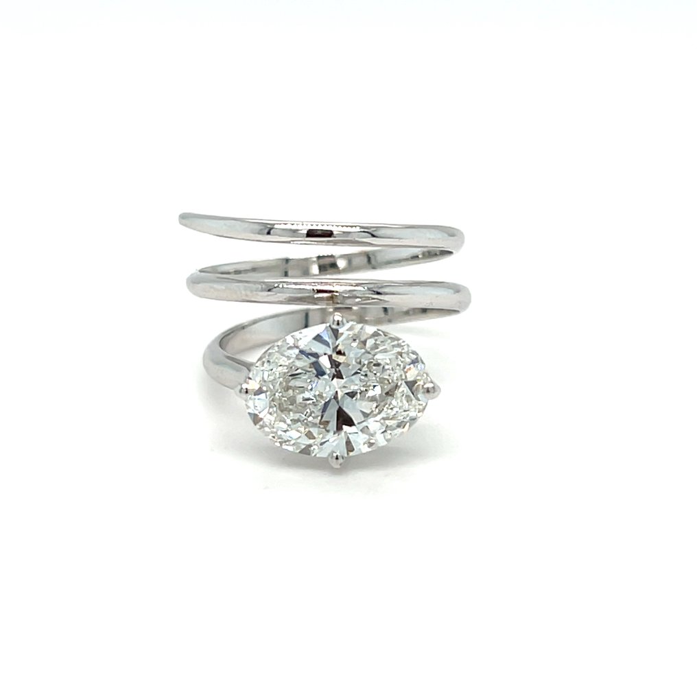 戒指 - 14 克拉 白金 -  3.01ct. tw. 鉆石 (實驗室培育) #1.0