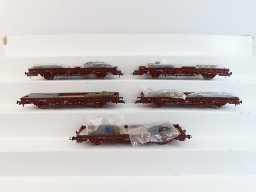 Roco H0 - 47620/47621 - Τρένο μοντελισμού μεταφοράς εμπορευμάτων (5) - 5x 2-αξονικοί ρυμουλκούμενοι κάδοι με φορτίο (σκουπίδια). - DB #1.0