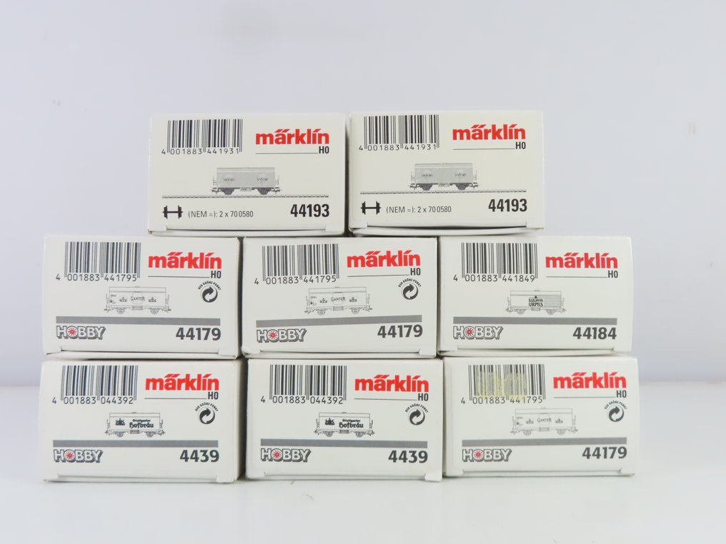 Märklin H0 - 4493/44179/44184/44193 - Model wagonu towarowego (8) - 8x 2-komorowe Koelwagen 'Stuttgarter Hofbräu', 'Ganter', 'Karlsberg Urpils' i 'Schofferhofer' - DB #2.1