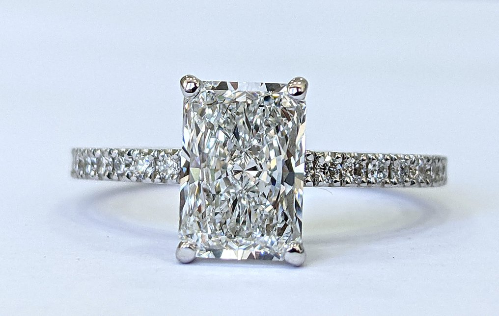 沒有保留價 - 戒指 - 18 克拉 白金 -  2.21ct. tw. 鉆石 (實驗室培育) - 鉆石 - E VVS2 免疫球蛋白G #4.3