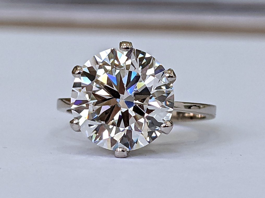 χωρίς τιμή ασφαλείας - Δαχτυλίδι - 18 καράτια Λευκός χρυσός - 5.08ct. tw. Διαμάντι (Εργαστηριακής καλλιέργειας) - E VVS2 IGI Πιστοποιημένο #2.1