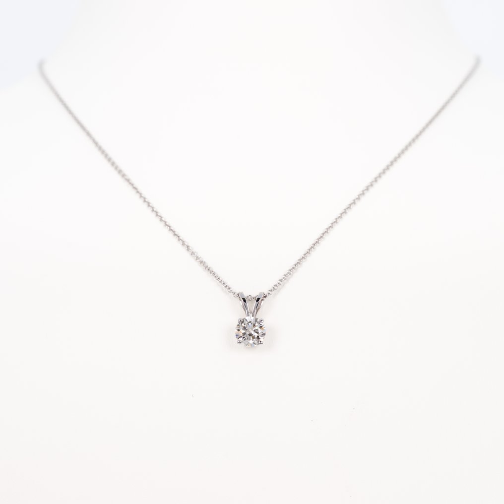 没有保留价 - 吊坠项链 - 14K包金 白金 -  0.80ct. tw. 钻石 (天然) - IGI #3.2