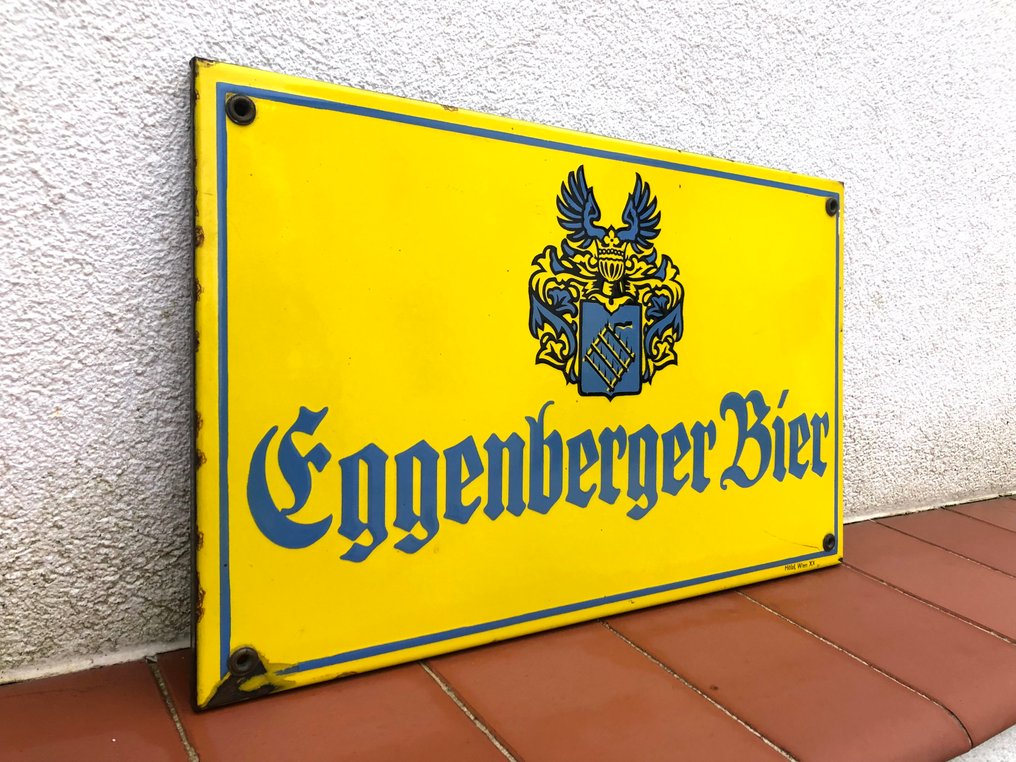 Eggenberger Bier Beer - Διαφημιστική πινακίδα - Σπάνια συλλεκτική αυθεντική πινακίδα από σμάλτο των δεκαετιών του 1930. #1.0
