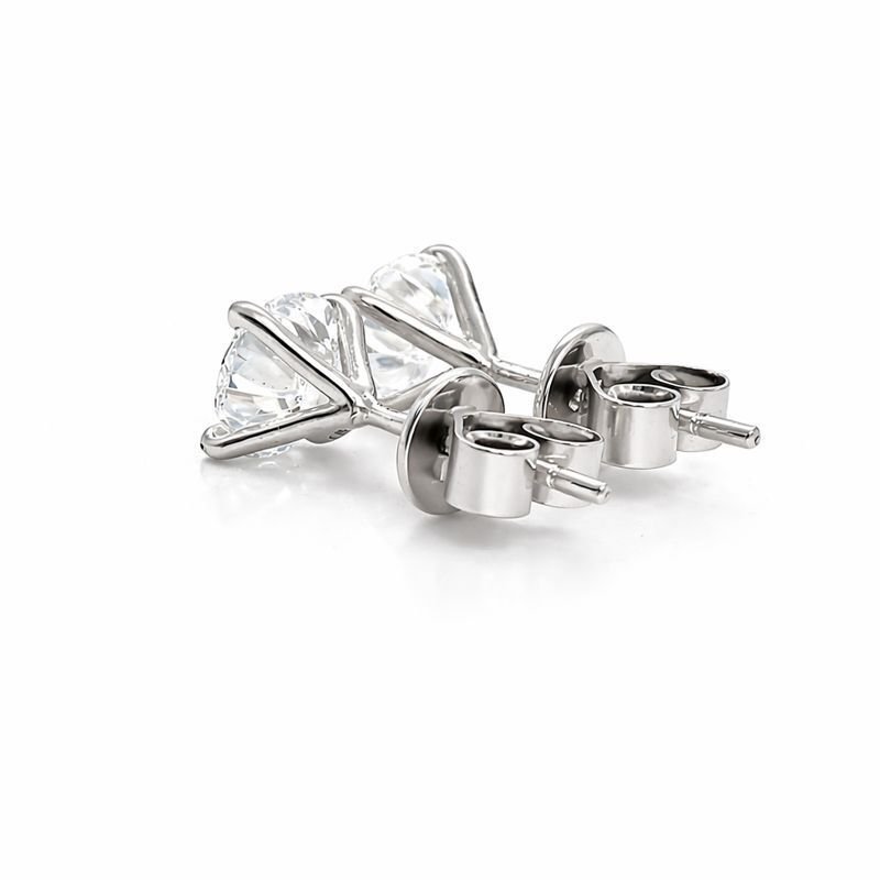 没有保留价 - 小型钉状耳环 - 18K包金 白金 -  4.09ct. tw. 钻石 (实验室培育) #2.1