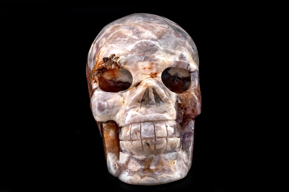 一流的樱花或花卉玛瑙配紫水晶石英 头骨 - 高度: 9.5 cm - 闊度: 6.8 cm- 501 g #2.1