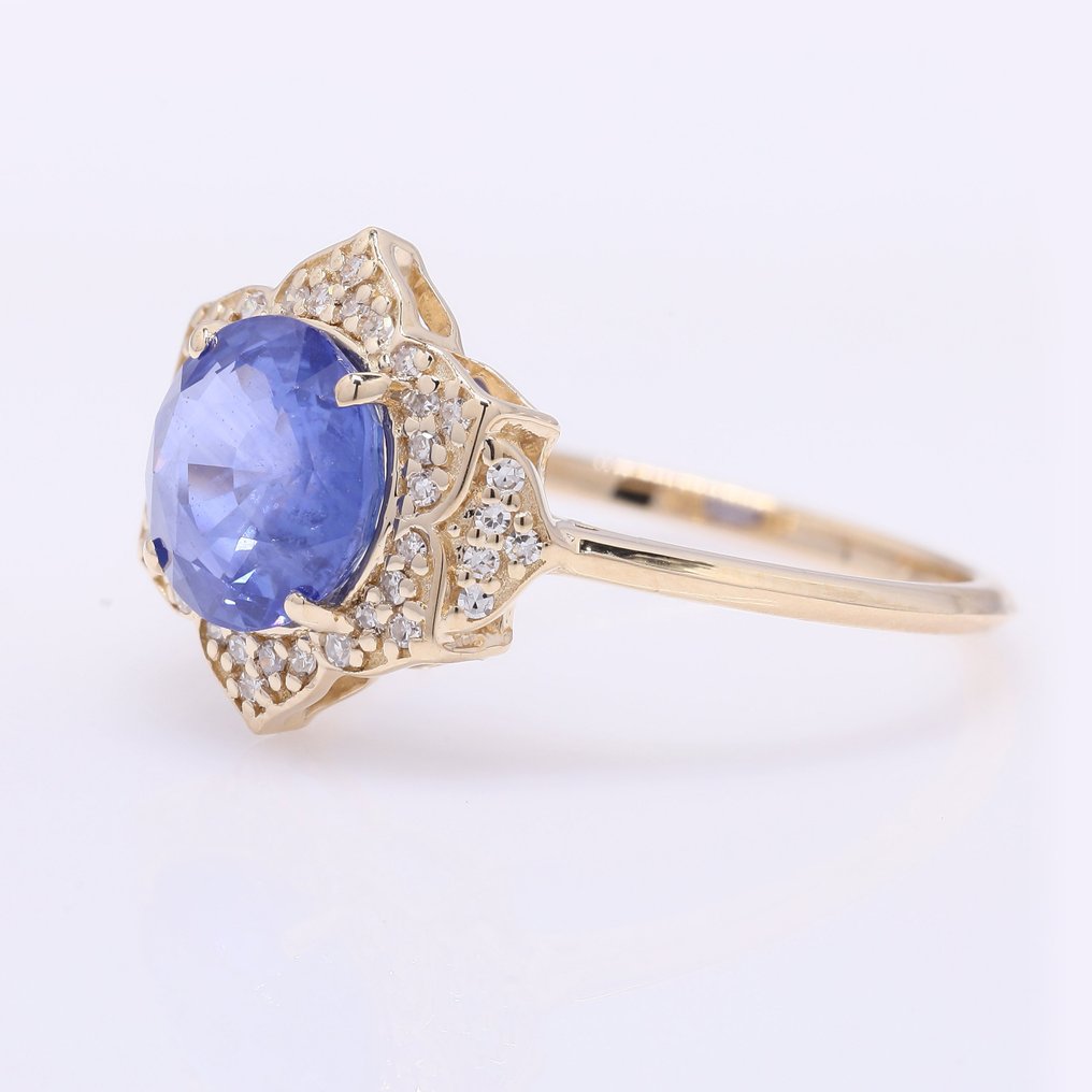 Ei pohjahintaa - Sormus - 14 kt. Keltakulta - 2.13ct. tw. Safiiri - Timantti #2.1