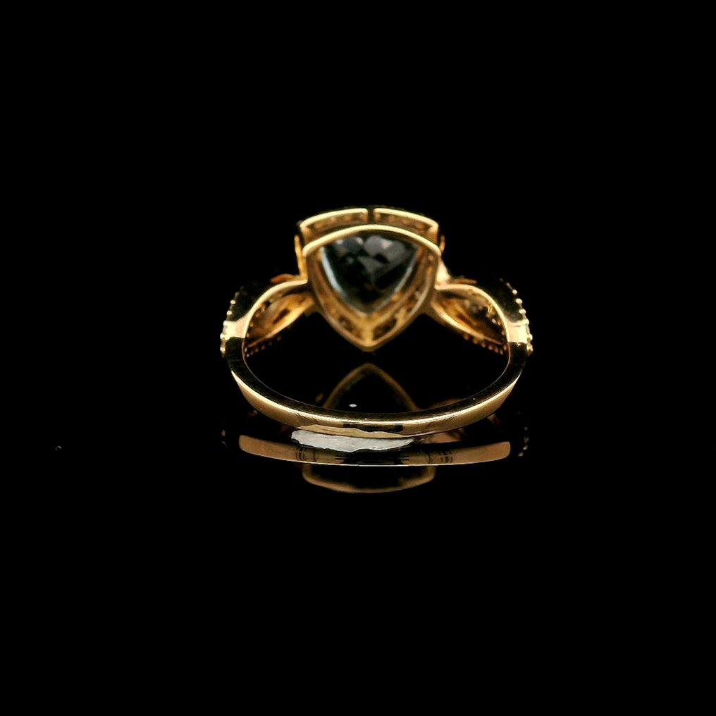 没有保留价 - 戒指 - 14K包金 黄金 -  1.99ct. tw. 海蓝宝石 - 钻石 #3.2