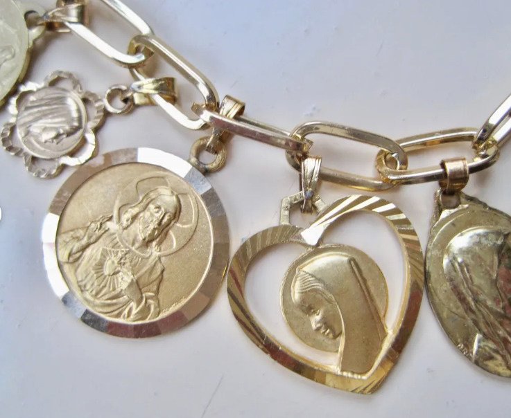 老式 献祭 (15) - 镀金 - 1950-1960 - 玛利亚，宗教吊坠  #2.1