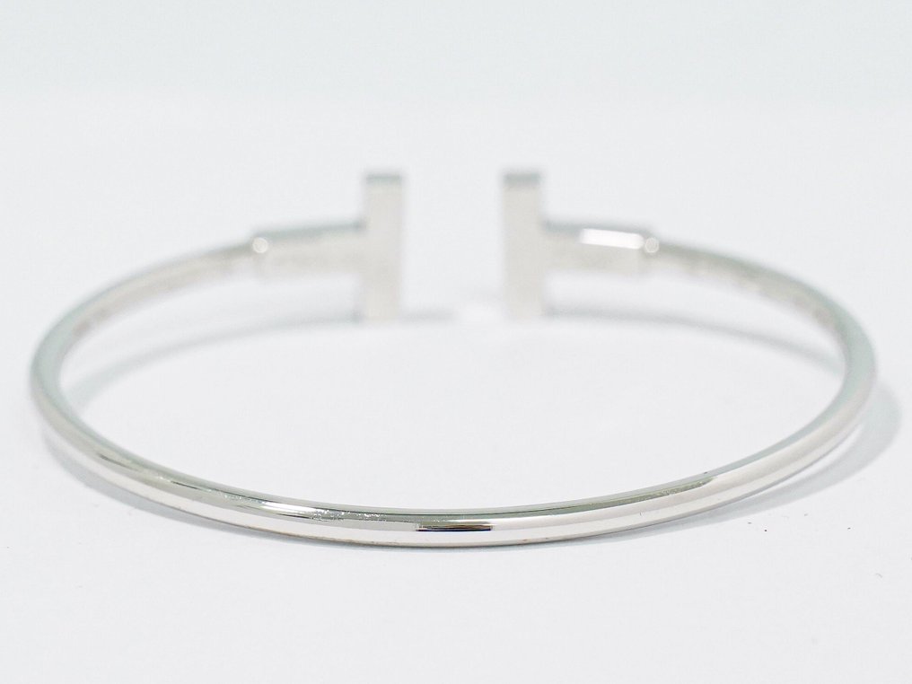 Tiffany & Co. - 手鈪 - T Wire - 18 克拉 白金 鉆石 (天然)  - 綠松石 #2.1