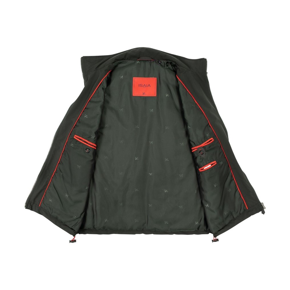 ISAIA NAPOLI RRP 2800€ Green Vest Jacket Techno Wool / Learher Details - 48 IT - Γιλέκο - New with tags #2.1