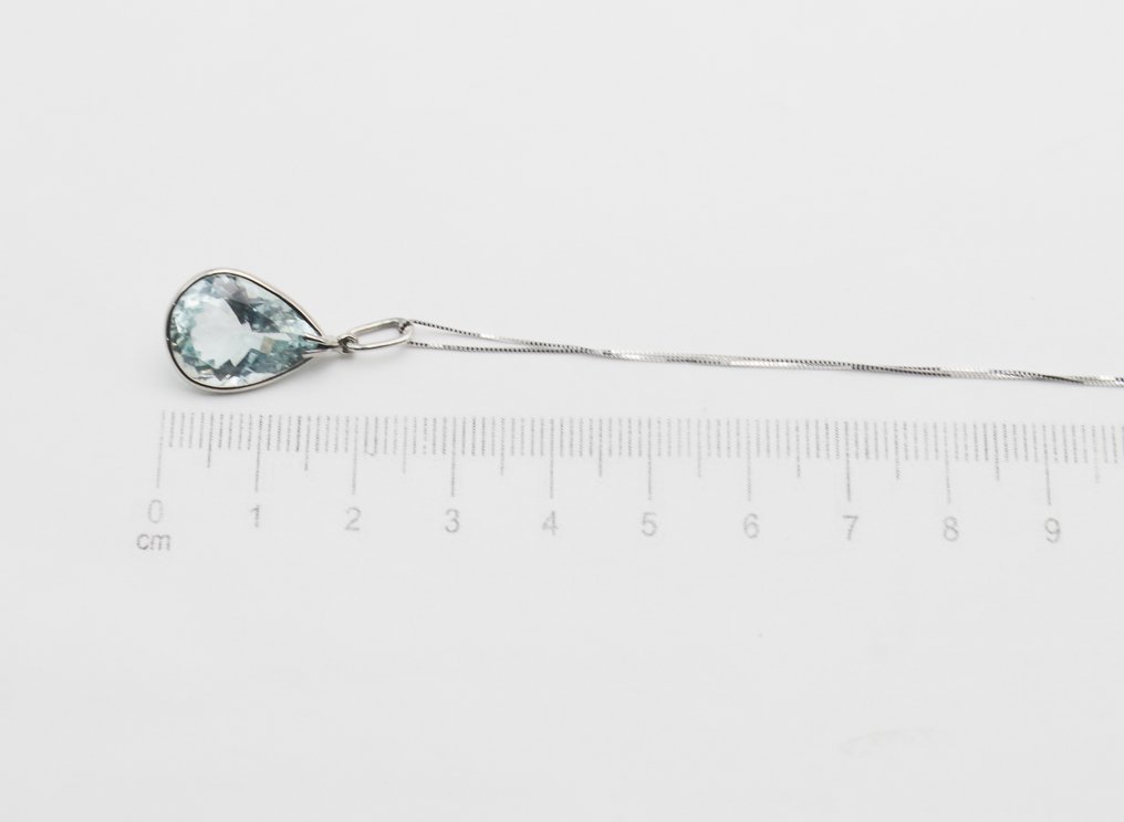 Κολιέ με μενταγιόν - 18 καράτια Λευκός χρυσός Ακουαμαρίνης #2.1