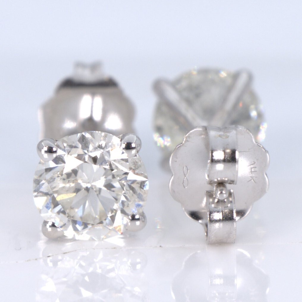 沒有保留價 - 耳環 - 14 克拉 白金 -  1.13ct. tw. 鉆石 (天然) - GWLab #3.2