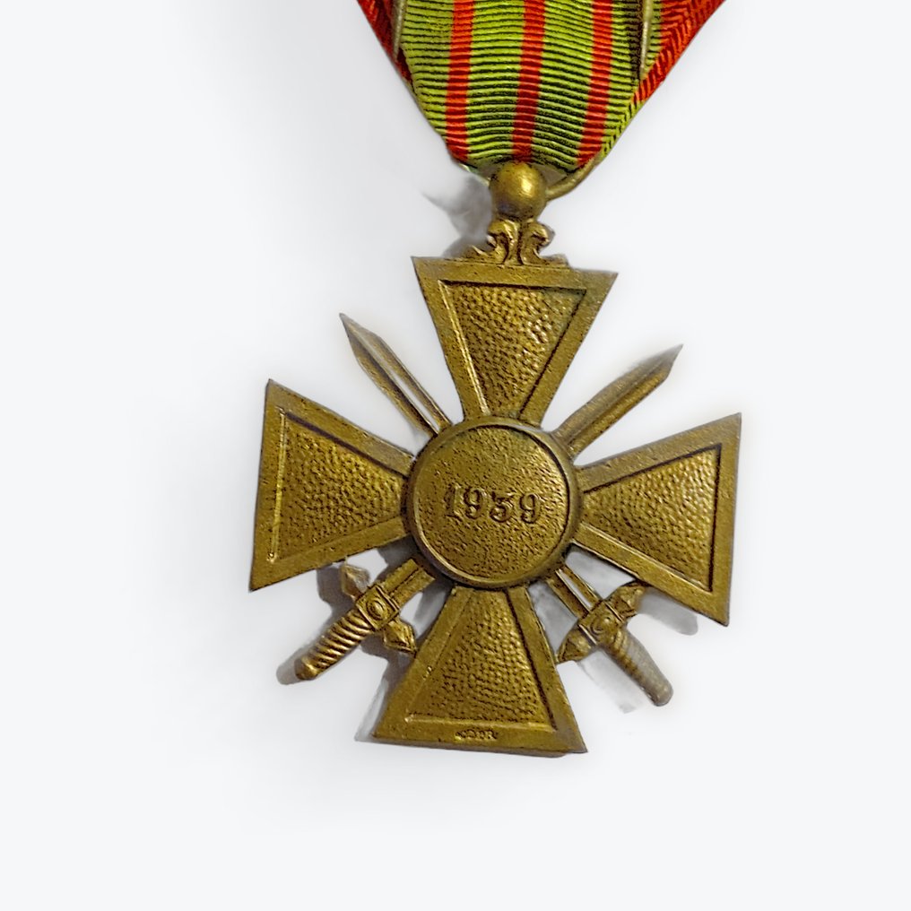 Γαλλία - Στρατιωτικό μετάλλιο - Παρασημοφόρηση Croix de guerre 1939 με σήμα #1.0