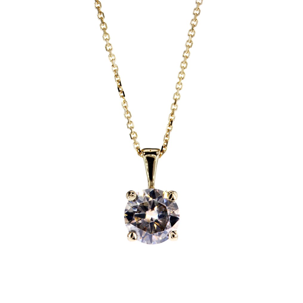 沒有保留價 - 頸鏈 - 14 克拉 黃金 - 1.01ct. tw. 鉆石 (天然彩色) #2.1