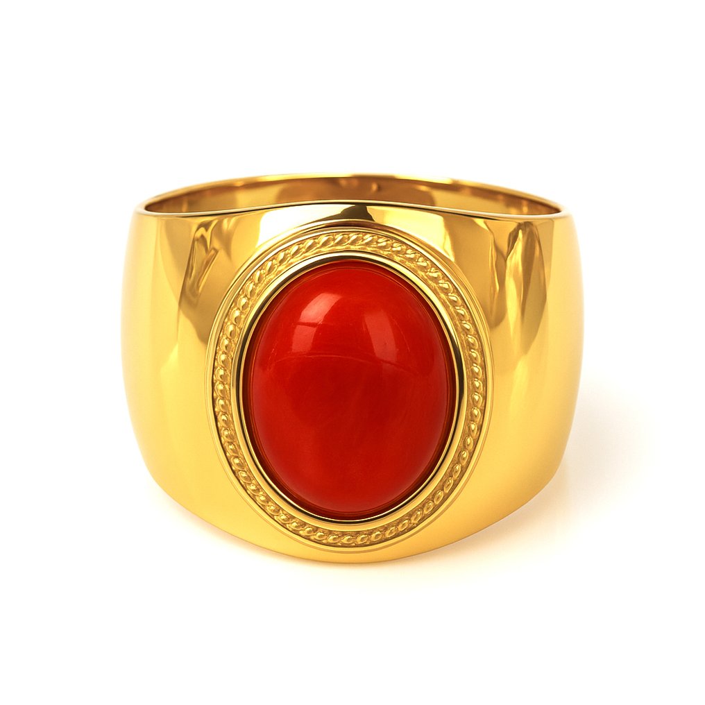 Ring - 18 kt Gelbgold Koralle #2.1