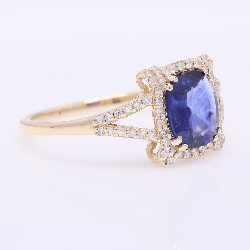 沒有保留價 - 戒指 - 14 克拉 黃金 - 1.49ct. tw. 藍寶石 - 鉆石 #1.0