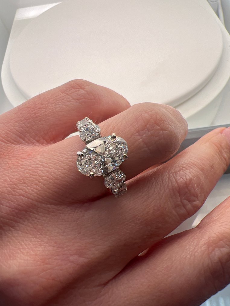 戒指 - 14 克拉 白金 -  4.58ct. tw. 鉆石 (實驗室培育) - 鉆石 #3.2