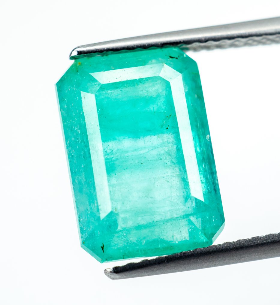 沒有保留價 祖母綠  - 6.11 ct - Bellerophon Gemlab - 蓝绿色（轻微油） #1.0