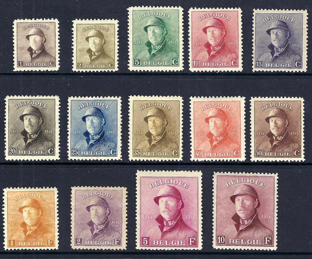 Belgio 1919 - Albert I 'Met Helm' - OBP/COB 165/78 #4.3