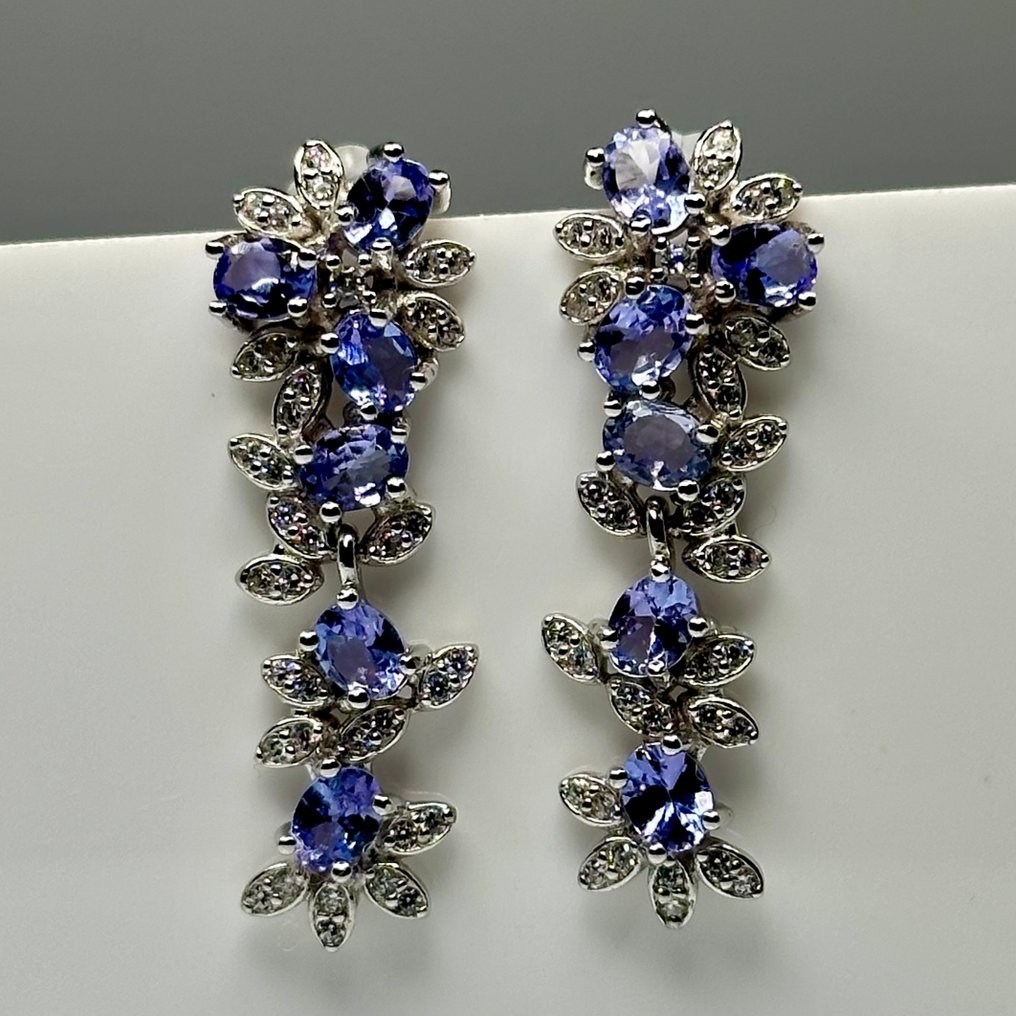 Ingen mindstepris - Øreringe 925 sølv med natursten Tanzanit #4.3