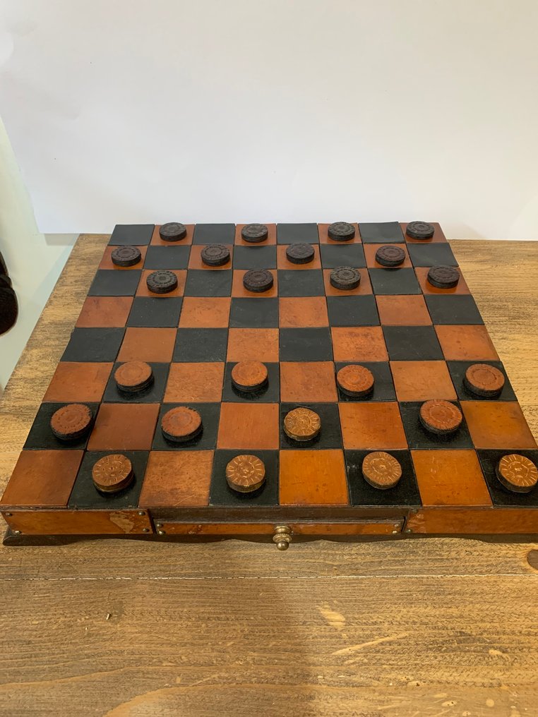 Masă de jocuri - Piele, Lemn - Dama #1.0