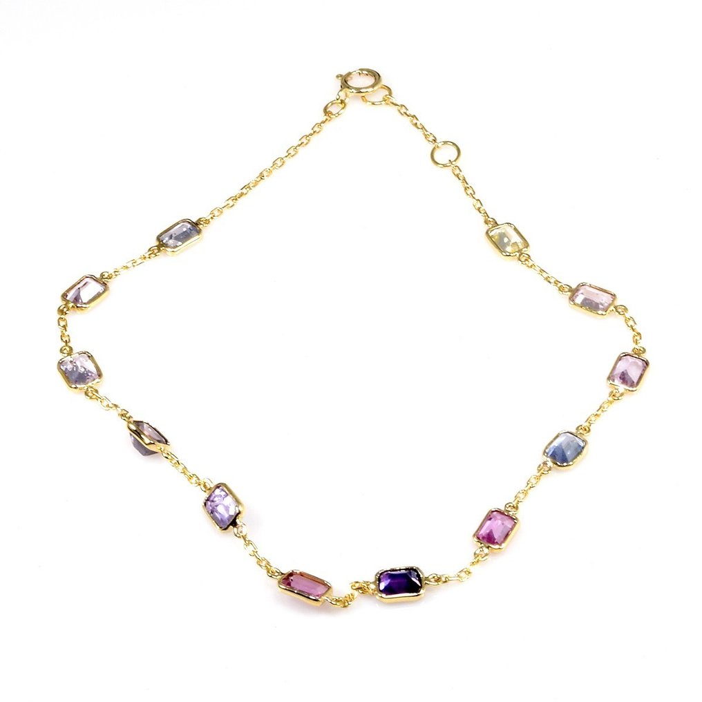 χωρίς τιμή ασφαλείας - Βραχιόλι - 14 καράτια Κίτρινο χρυσό -  2.64ct. tw. Ζαφείρι #1.0