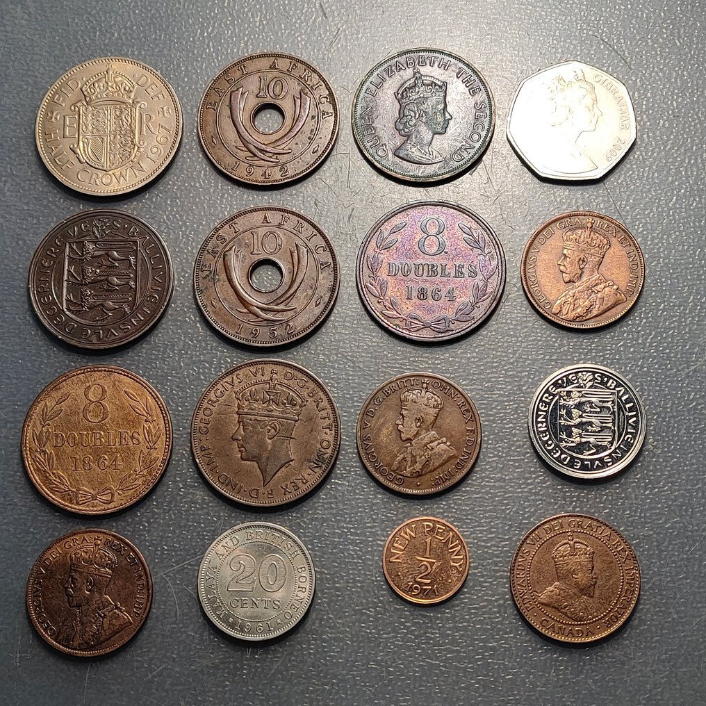 Βρετανικές αποικίες, Ηνωμένο Βασίλειο. Lote de 16 monedas (χωρίς τιμή ασφαλείας) #1.0