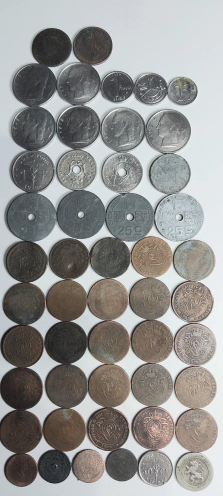 比利时. Lot de 50 pièces uséees de 1846 à 1994  (没有保留价) #1.0