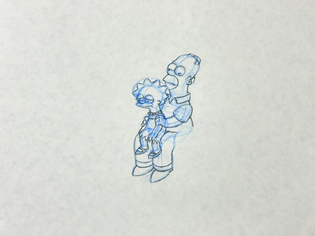 The Simpsons - 1 荷马和丽莎·辛普森的原始动画画作，已获证书 #3.2