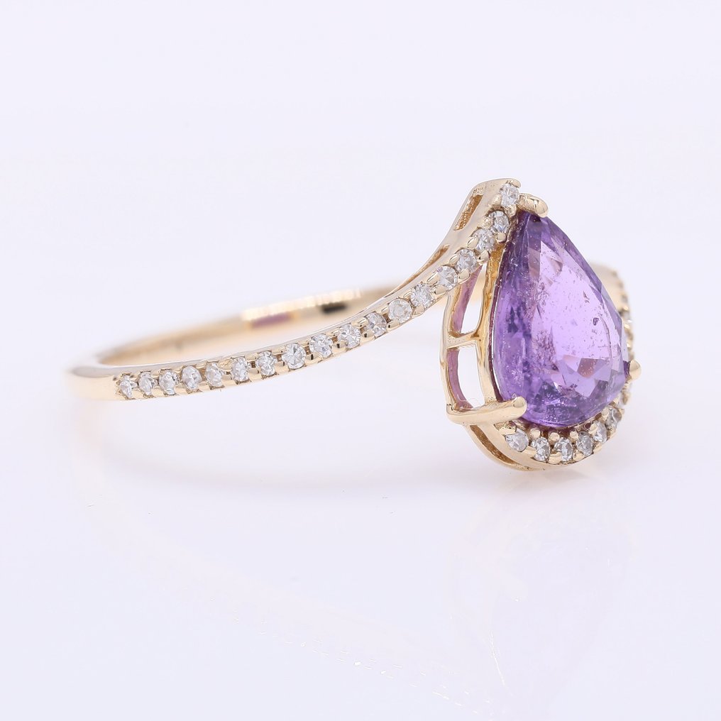 沒有保留價 - 戒指 - 14 克拉 黃金 -  1.42ct. tw. 藍寶石 - 鉆石 #1.0