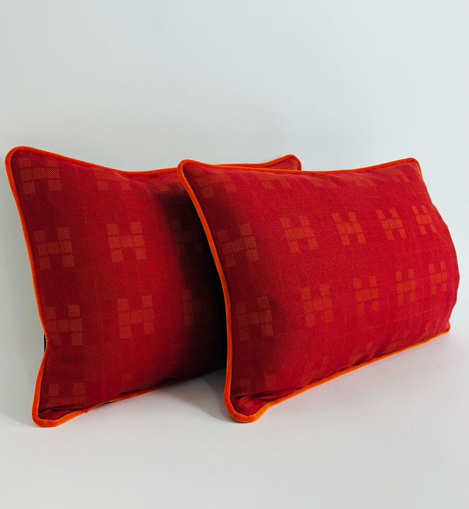 Hermès “ Toile à Bagage Corail “ - Μαξιλάρι (2) #1.0