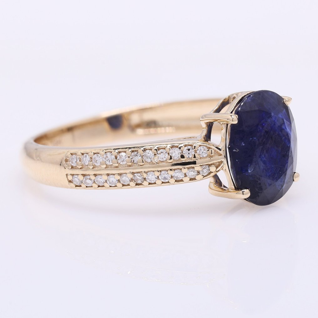 沒有保留價 - 戒指 - 14 克拉 黃金 - 2.12ct. tw. 藍寶石 - 鉆石 #1.0