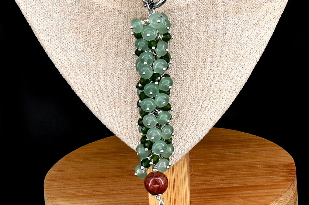 手工制作的重要宝石：预青金、火焰石英、绿色绿松石和透辉石 一体两链 - 高度: 56 cm - 闊度: 56 cm- 92 g #2.1