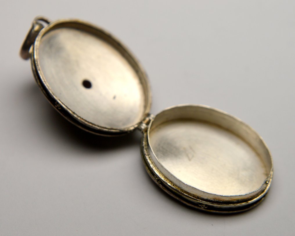 没有保留价 - 吊坠 800银 红宝石 - Filigree 项链盒 #4.3