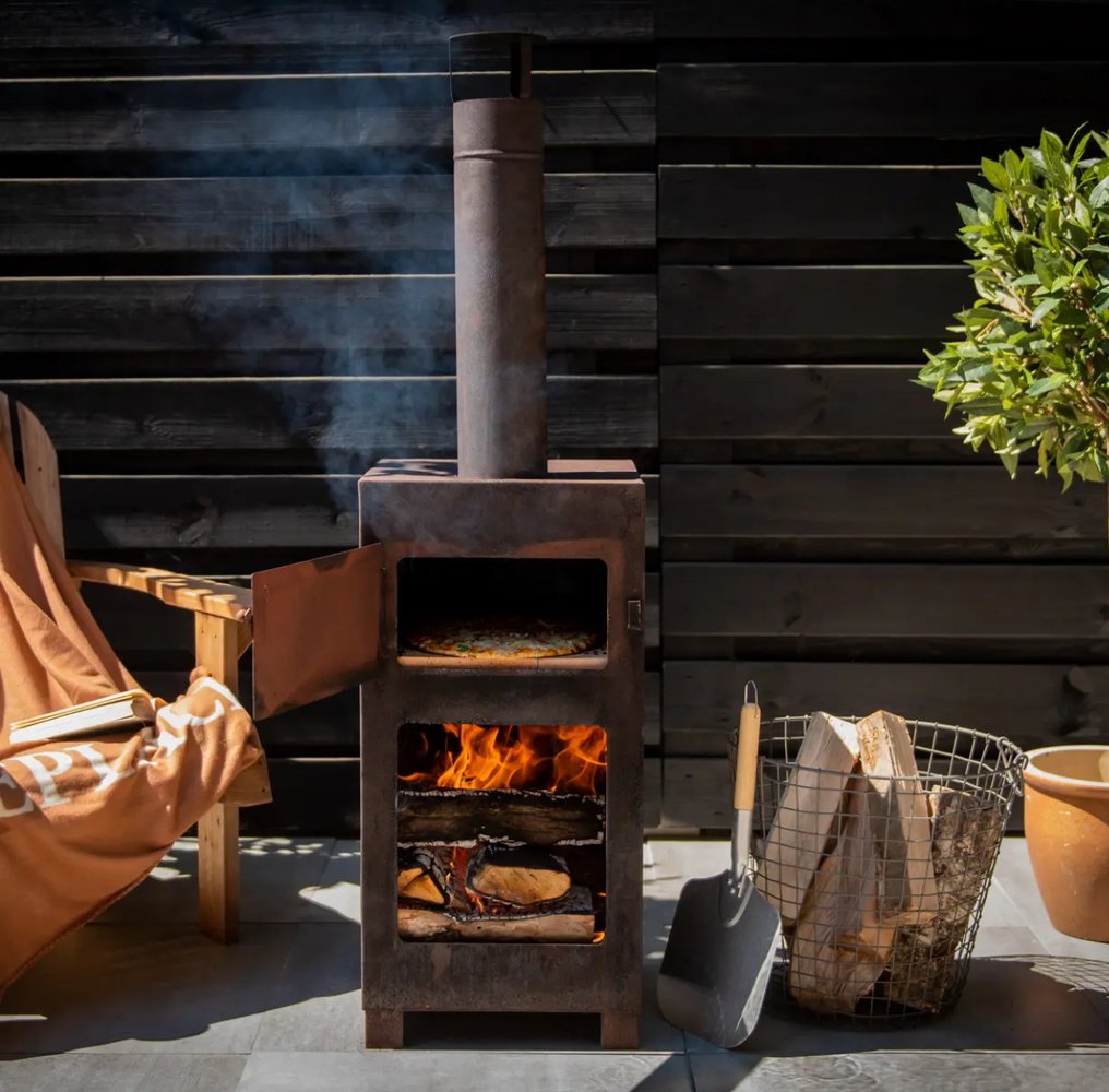 Θερμάστρα - Cortenstaal, Πέτρα - Φούρνος πίτσας - terras kachel #1.0