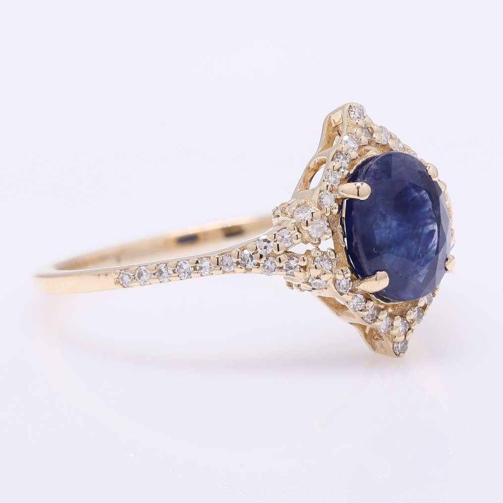 No reserve price - Ring - 14 kt. Yellow gold -  1.76ct. tw. Sapphire - Diamond #1.0