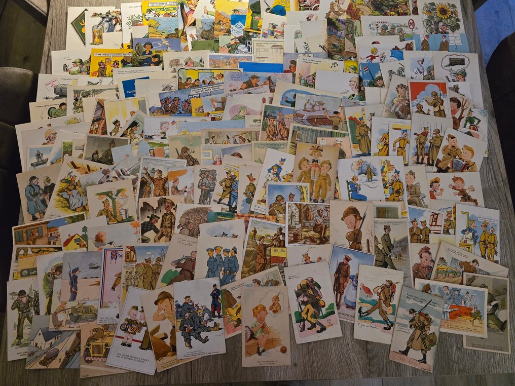 法國, 比利時, 德國 - 軍事, 第一次世界大戰, 第二次世界大战 - 军事漫画卡片 - 明信片 (195) - 1909-1980 #1.0
