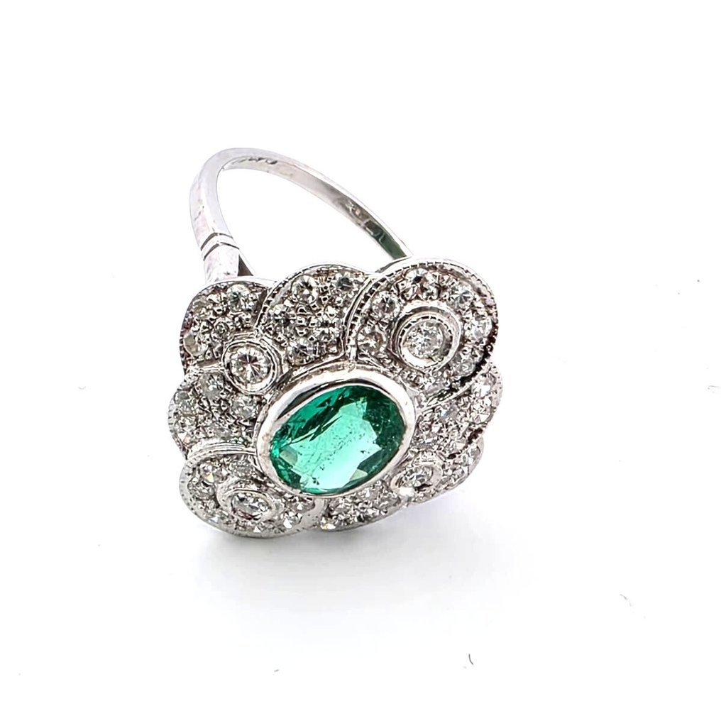 Anello - 18 carati Oro bianco Smeraldo #3.2