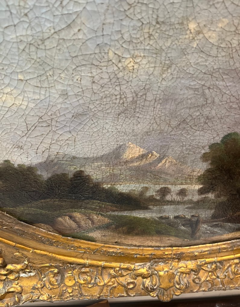 Βρετανική σχολή (XIX) - Paesaggio con caseggiato e lago #3.2