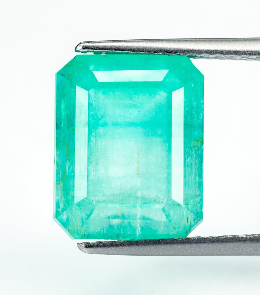 沒有保留價 祖母綠  - 8.06 ct - Bellerophon Gemlab - 蓝绿色（轻微油） #1.0