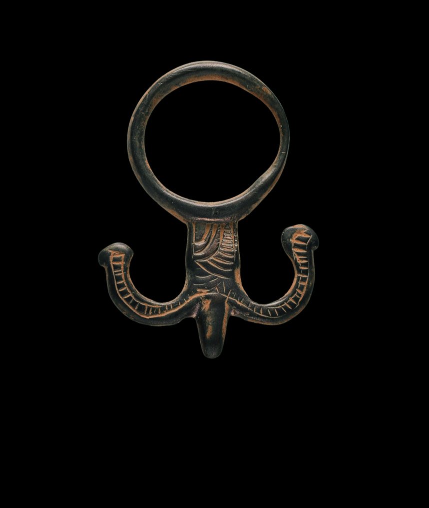 維京時代 青銅色 成对蛇的护符 北欧符号——保护与宇宙平衡  (沒有保留價) #1.0